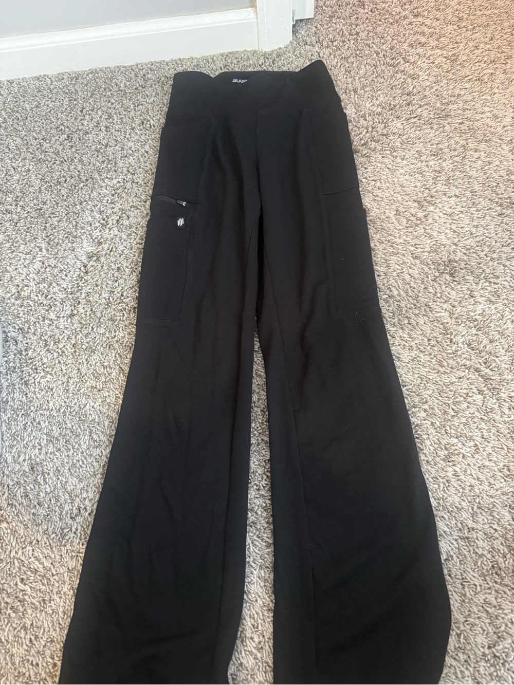 Jaanuu Black Wide-Leg Utility Scrub Pants